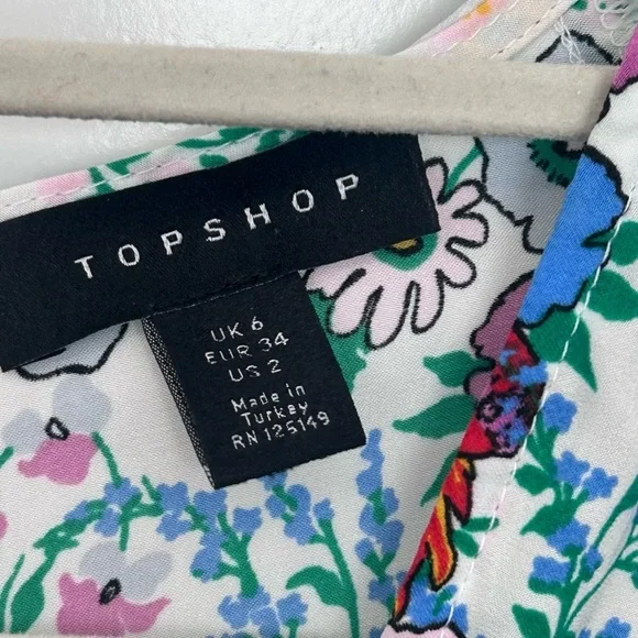 Topshop Floral Patchwork Midi Dress Size 2 - Picture 4 of 6